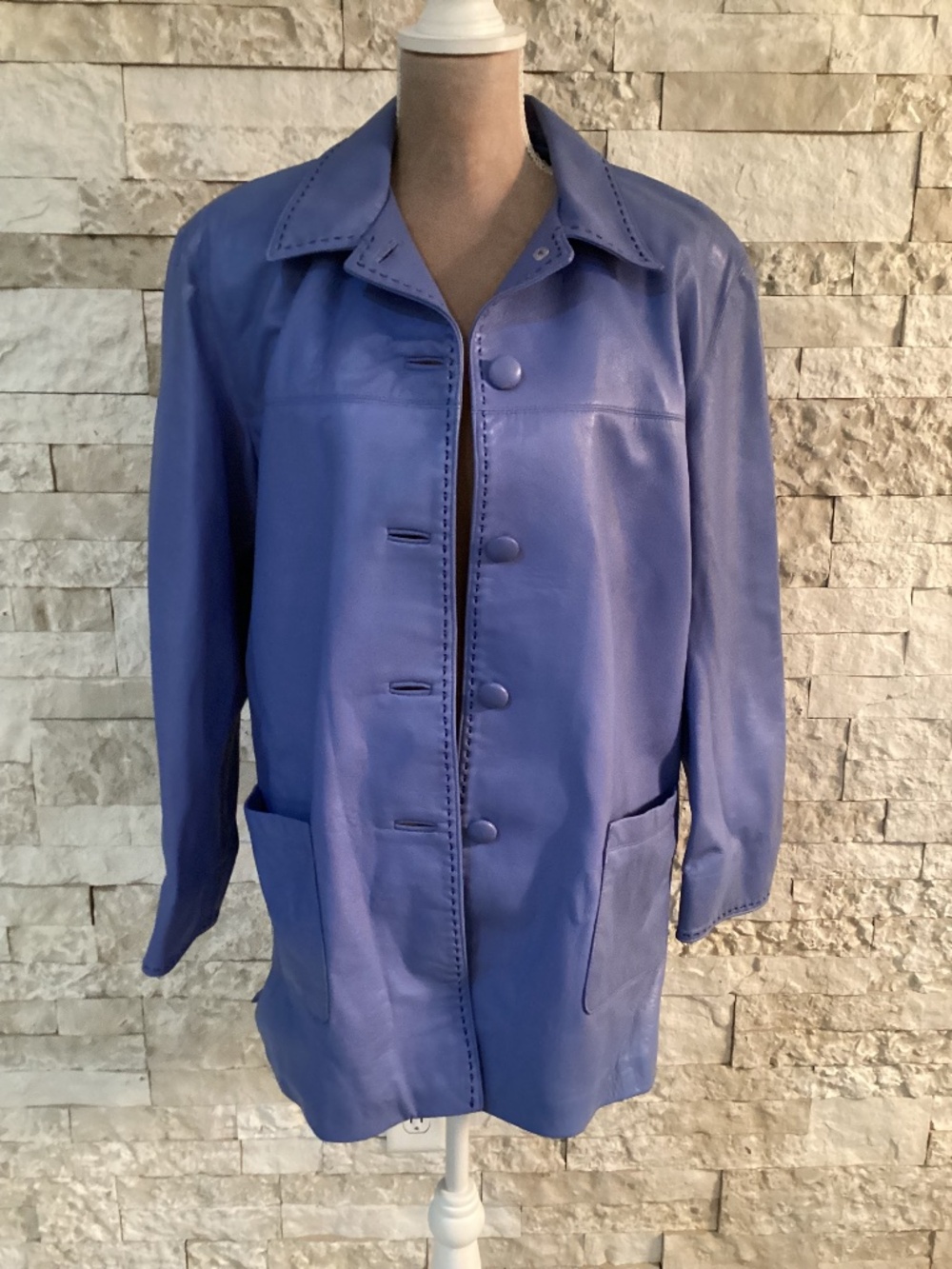 Vintage Rare Dero Rocco D'Amelio Periwinkle Blue Soft Leather Jacket